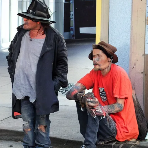 Image similar to johnny depp helping homeless people out