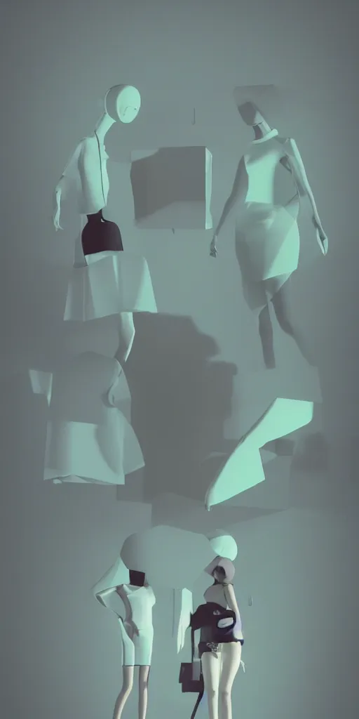 Image similar to 3d matte render, mannequins, dj rave party, Hsiao-Ron Cheng, pastel colors, hyper-realism, pastel, polkadots, minimal, simplistic, amazing composition, vaporwave, wow, Gertrude Abercrombie, Beeple, minimalistic graffiti masterpiece, minimalism, 3d abstract render overlayed, black background, psychedelic therapy, trending on ArtStation, ink splatters, pen lines, incredible detail, creative, positive energy, happy, unique, negative space, pure imagination painted by artgerm