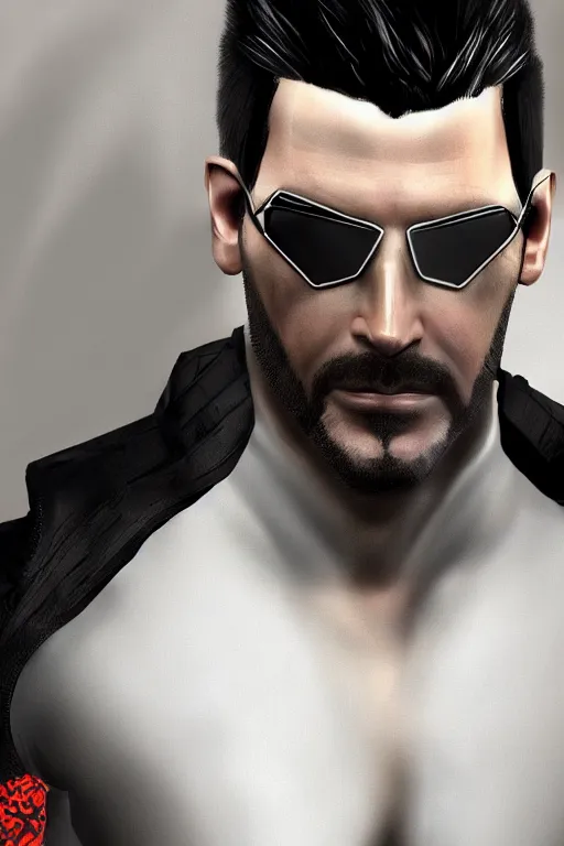 Prompt: Adam Jensen from Deus Ex as Gigachad, hyperealistic, trending on Artstation