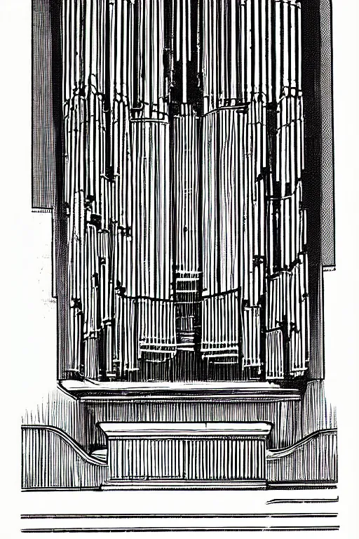 Image similar to pipe organ, by jack kirby