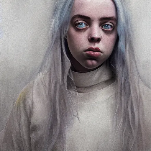 Prompt: painting of billie eilish by michal karcz