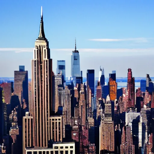 Image similar to new york city skyline made of lipstick