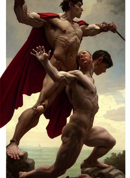 Prompt: renaissance painting of aggressive superboy prime, d & d, muscular! crossfit anatomy, fantasy, intricate, elegant, highly detailed, digital painting, artstation, concept art, smooth, sharp focus, illustration, art by artgerm and greg rutkowski and alphonse mucha and alex ross and donato giancola and bayard wu and gustav moreau and wayne barlowe