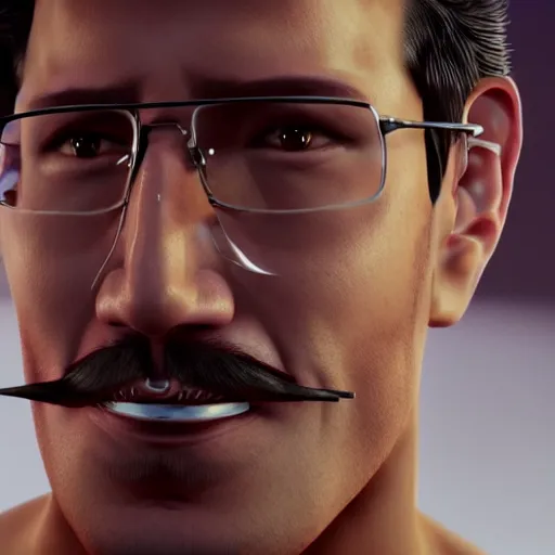 Image similar to a closeup photo of handsome gigachad markiplier smoking a cigar, 8k photorealism, extremly detailed, trending on artstation