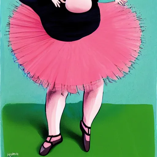 Prompt: portrait of a morbidly obese man in a ballerina tutu dancing in a ballet