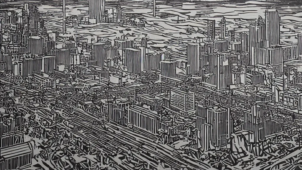 Image similar to woodcut elevated winnipeg