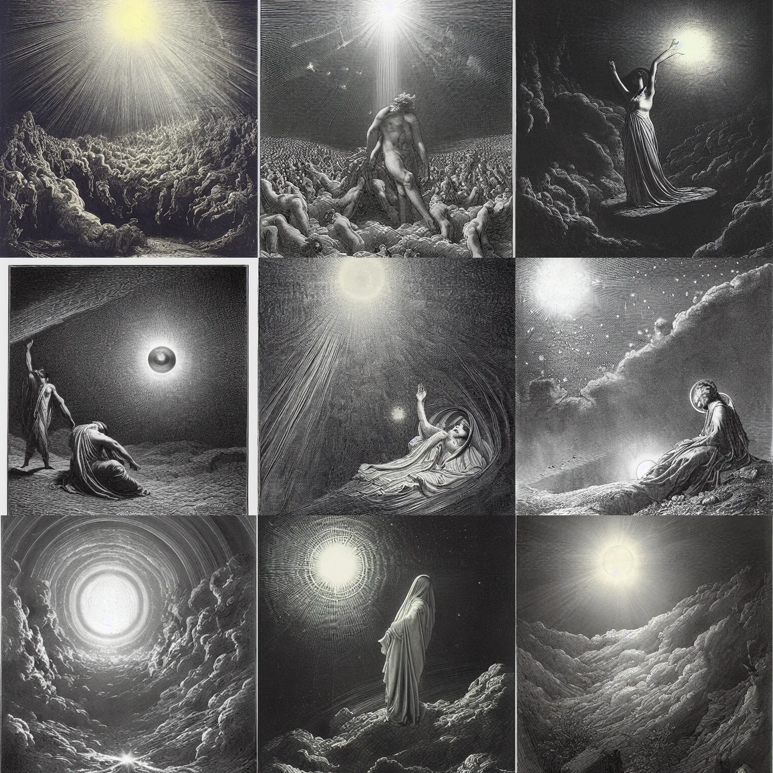 Prompt: the cosmos by gustave dore