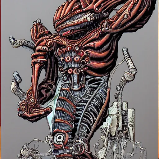 Prompt: a giant biomechanical alien monster by todd mcfarlane