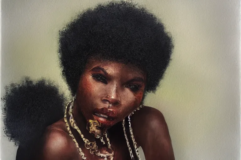 Image similar to portrait of afro gangster girl