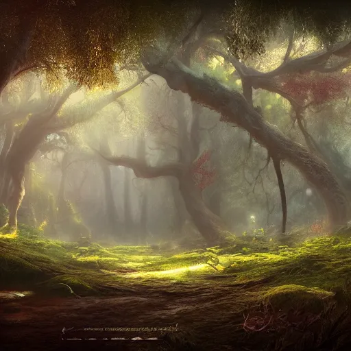 Prompt: peaceful lushious forest, matte painting, concept art, 4 k