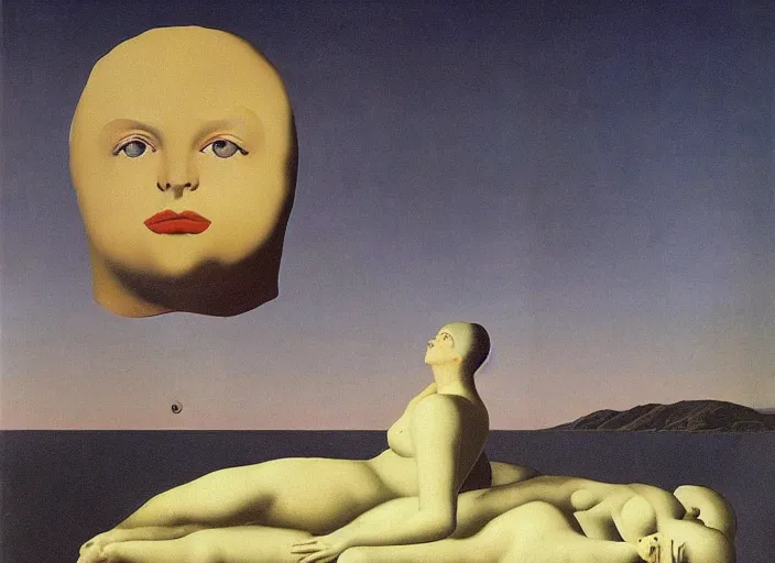 Prompt: a female goddess find forbidden knowledge by rene magritte and salvadore dali