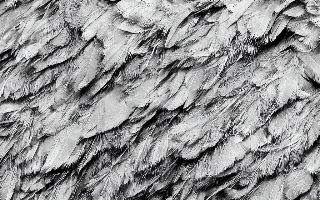 Image similar to close up of feathers, high contrast cinematic lighting, ambient occlusion render, duotone, detailed