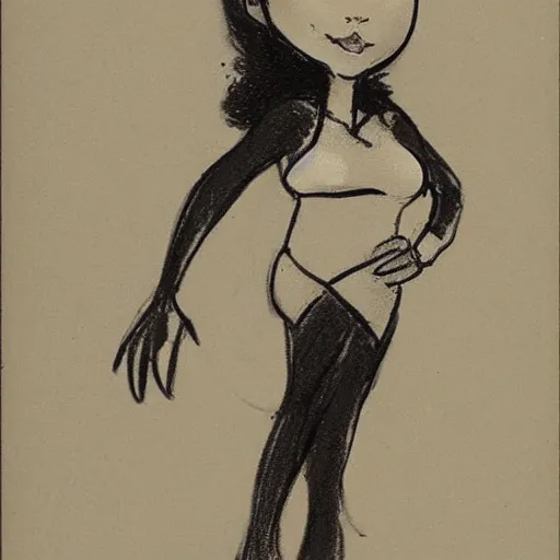 Image similar to milt kahl sketch of a cuban girl who looks like a squirrel as princess padme in star wars episode 3