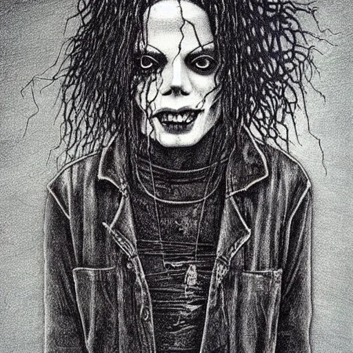 Prompt: grunge drawing of michael jackson by - Zdzisław Beksiński , spongebob style, horror themed, detailed, elegant, intricate