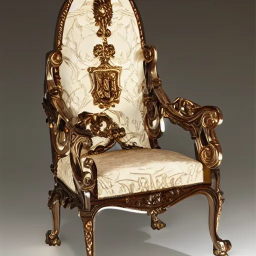 Prompt: brutalism baroque chair, product photo, highly detailed