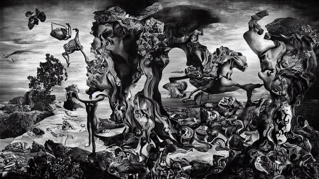 Image similar to the newest masterpiece of salvador dali and dan hillier, it is called ; time doesn't exist