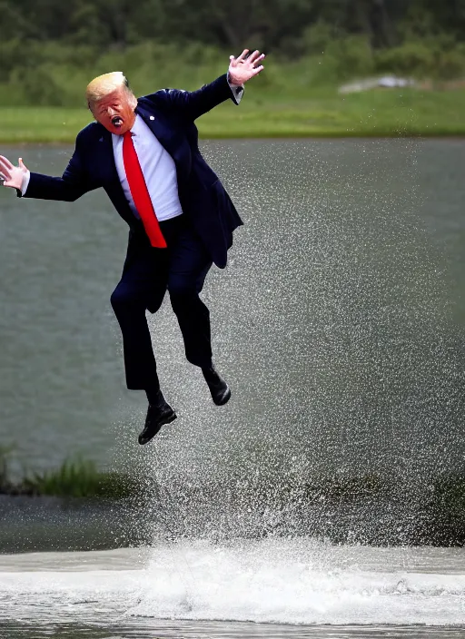 Image similar to trump jumping on water