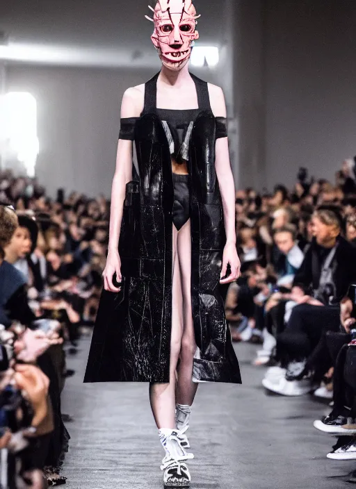 Image similar to hyperrealistic and heavy detailed balenciaga runway show of hellraiser, leica sl 2 5 0 mm, vivid color, high quality, high textured, real life