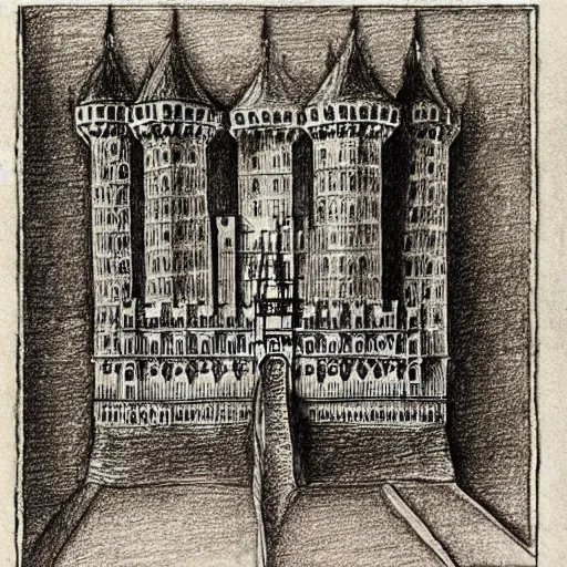 Image similar to drawing of a castle made of lace!!!, by albrecht durer