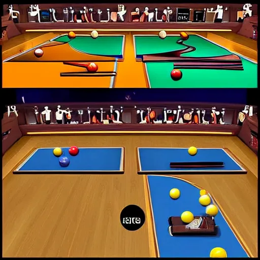 Image similar to The planets of the solar system as pool balls in a swanky snooker world championship game