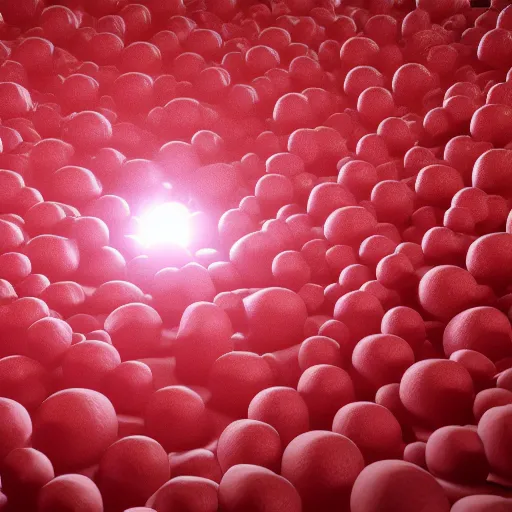 Image similar to 3D render of red blood cells in a blood vessel, octane, 4k