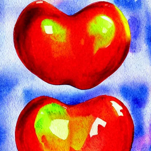 Prompt: apples in the form of a heart, digital art, watercolor
