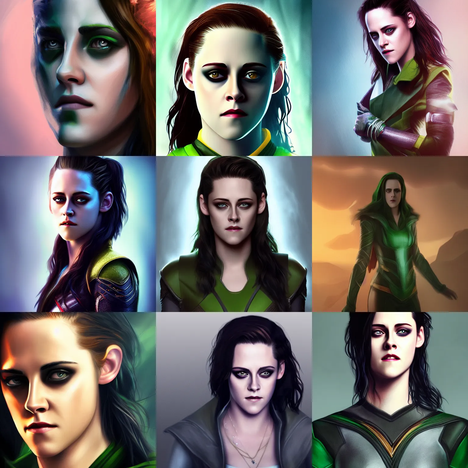 Prompt: Kristen Stewart is Loki, hyperdetailed, artstation, cgsociety, 8k