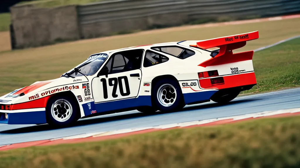 Prompt: a porsche 9 2 4 le mans, 1 9 8 0 in shape of silvia rocket bunny edition, race track background, long shutter speed, retro style, modern car design, 8 k resolution, hasselblad photo