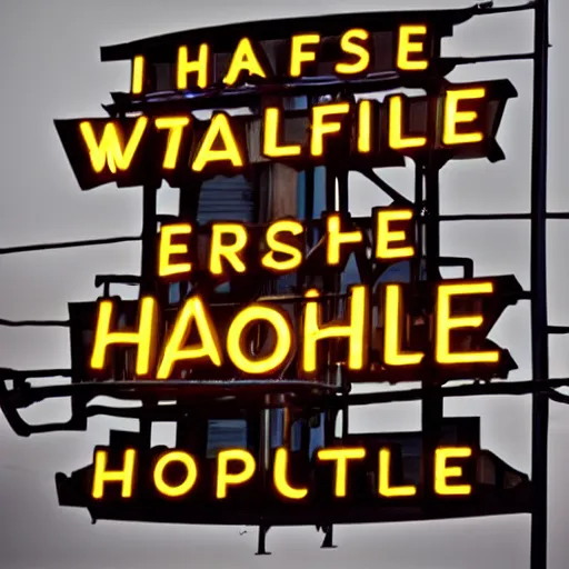 Image similar to waffle house sign, funny jumbled letters