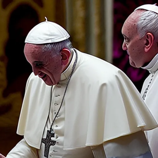Prompt: the pope using ouija