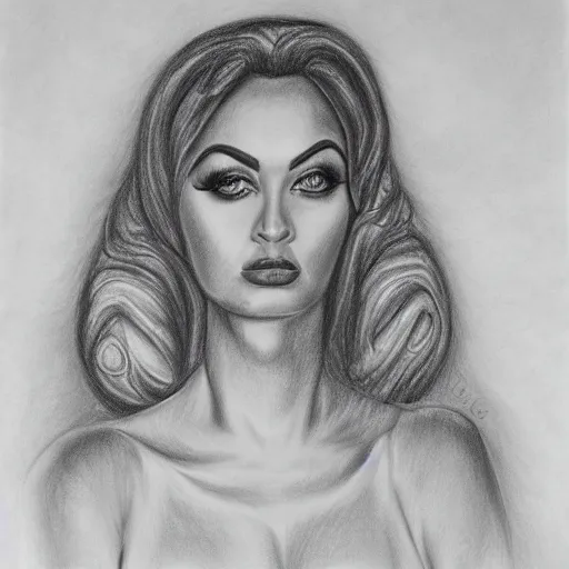 Image similar to a portrait of divine, pencil drawing