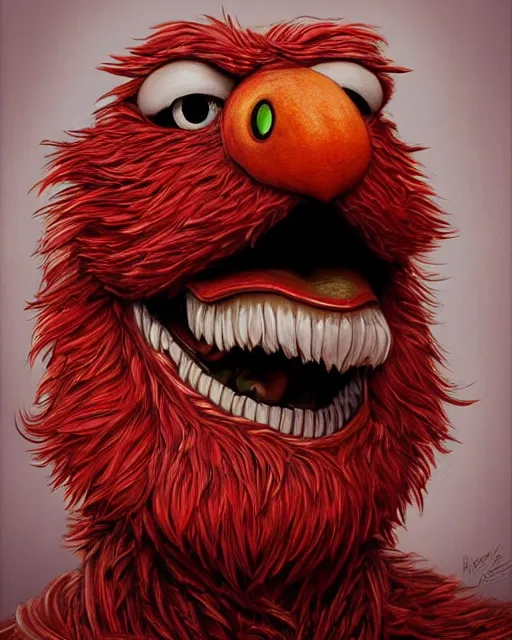 Prompt: portrait of elmo from sesame street, attack on titan, fantasy, intricate, elegant, highly detailed, digital painting, artstation, concept art, smooth, sharp focus, illustration, art by artgerm and greg rutkowski