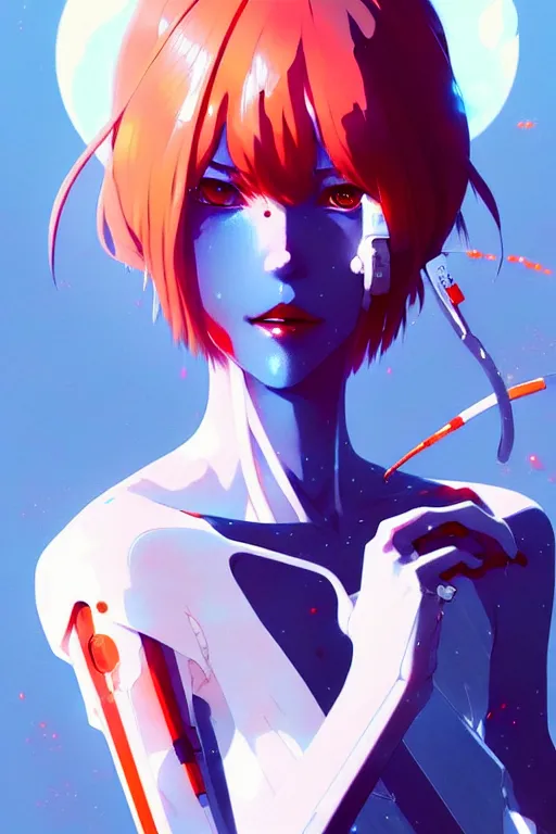 Image similar to a ultradetailed beautiful panting of rei ayanami, by conrad roset, greg rutkowski and makoto shinkai, trending on artstation