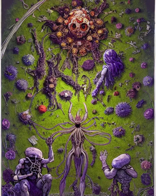 Image similar to the platonic ideal of flowers, rotting, insects and praying of cletus kasady carnage thanos dementor doctor manhattan chtulu mandelbulb studio ghibli lichen mandala bioshock davinci the witcher, d & d, fantasy, ego death, decay, dmt, psilocybin, art by anders zorn and carl larsson