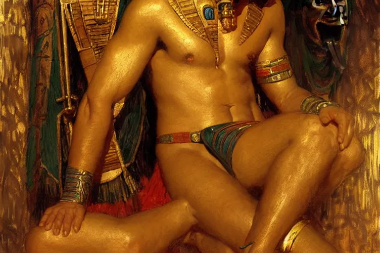 Prompt: ancient egypt, painting by gaston bussiere, craig mullins, j. c. leyendecker, tom of finland