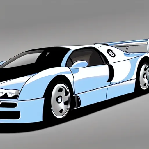 Image similar to Bugatti eb110, cartoonish, cartoon,