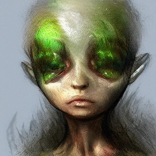 Image similar to a highly detailed portrait of a tiny humanoid creature in a fantasy forest concept art