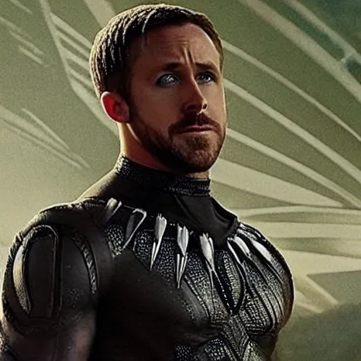 Prompt: Ryan Gosling as Black Panther