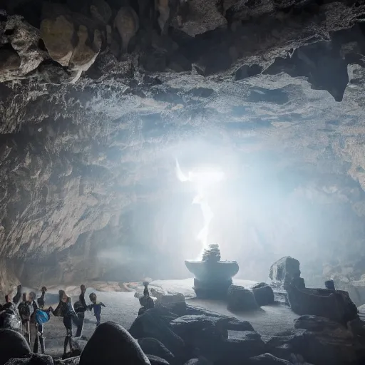 Image similar to a fighting stone-arena, inside a cave, with torches on the walls