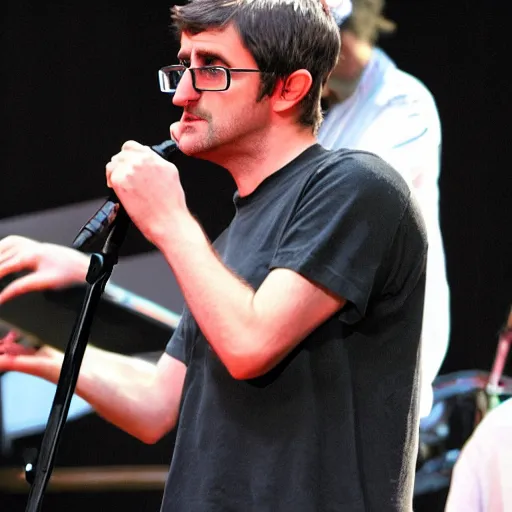 Image similar to Louis Theroux in concert, rapping