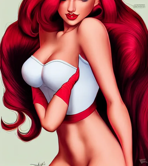 Image similar to Taylor Swift cosplaying as jessica rabbit, by artgerm, deviantart