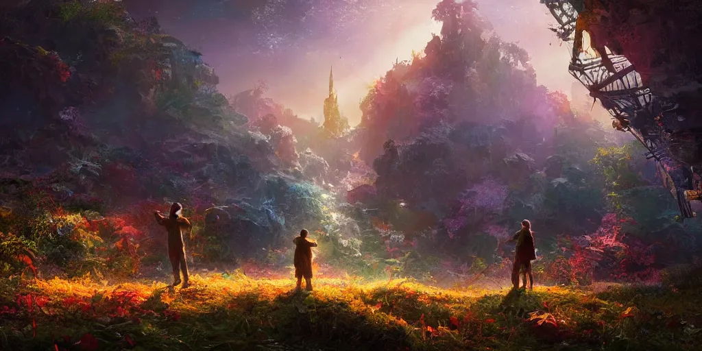 Image similar to and this will be the day - - this will be the day when all of god's children will be able to sing with new meaning : ultrafine highly detailed hyper colorful illustration, sharp focus, rozalski, craig mullins, federico pelat, unreal engine highly rendered, global illumination, radiant light, intricate and detailed environment