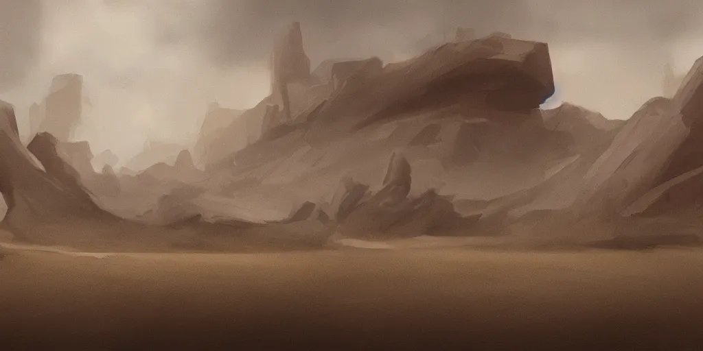 Image similar to rainy desert, concept art, moody, movie shot, wide lens, trending on artstation