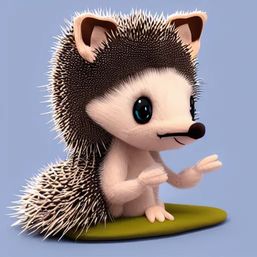 Prompt: cute fumo plush of a hedgehog girl with prickly spines, character design contest winner, silhouette, artstation, vray, anime girl