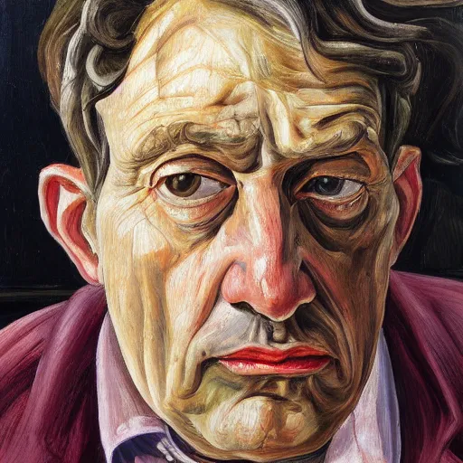 Image similar to high quality high detail painting by lucian freud, hd, portrait of coffeeshop owner