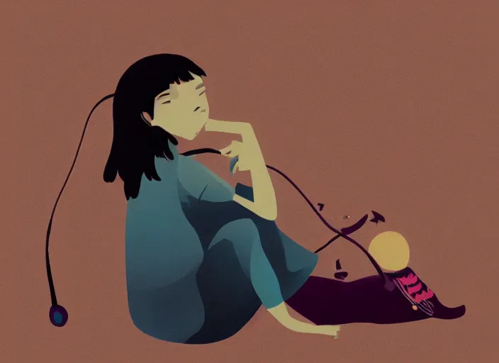 Image similar to lo - fi hip - hop girl, chill beats to relax and study to