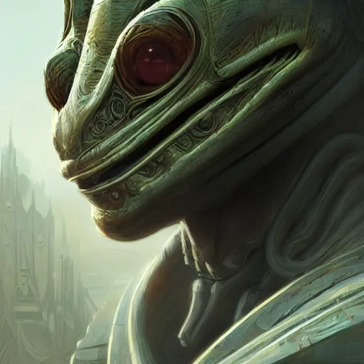 Prompt: an alien character from star wars, D&D, fantasy, intricate, cinematic lighting, highly detailed, digital painting, artstation, concept art, smooth, sharp focus, illustration, art by Artgerm, Greg Rutkowski and Alphonse Mucha
