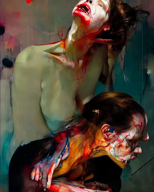 Prompt: stop trying to make sense of insanity. this is a place where dead people breathe. in the style of adrian ghenie, esao andrews, ( ( ( jenny saville ) ) ), edward hopper, surrealism, dark art by james jean