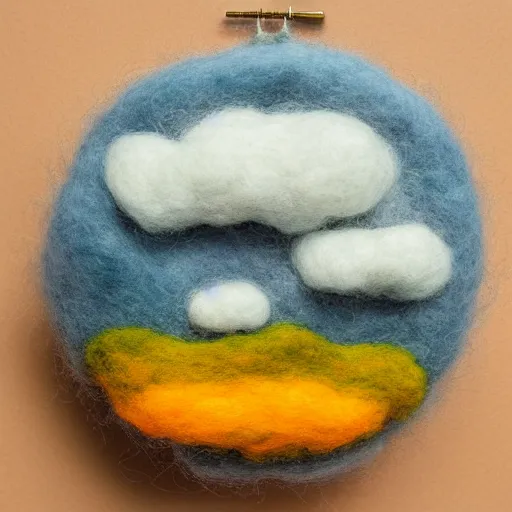 Image similar to a needle felting of on oncoming thunderstorm