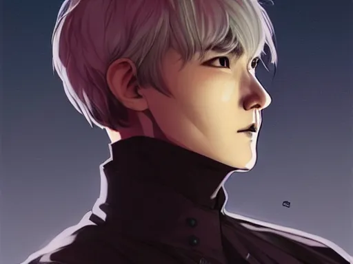 Image similar to portrait MIN YOONGI is ZUKO, night time, dynamic lighting , looking at his FIRE SCAR reflection, +++ super super super dynamic posing, J.C LEYENDECKER, thick eyebrows, super DYNAMIC serious facial expression